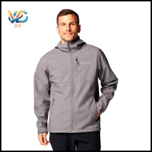 Men's Water-Resistant Softshell Hooded Jacket Regular Fit Hiking